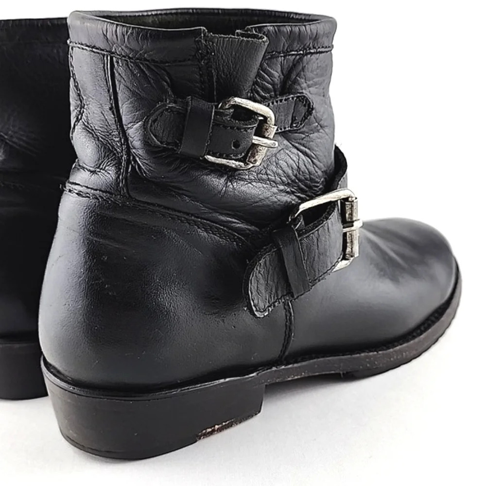 ASH Women's Trick Black Leather Biker Double Strap Buckle Ankle Boot 37 - Picture 7 of 16